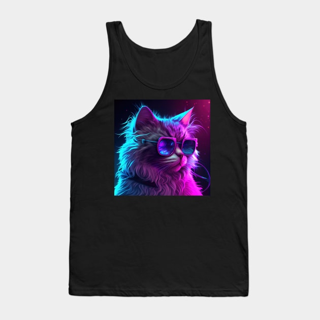 Neon Cat Tank Top by seantwisted